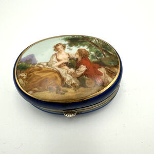 Prussian Boucher Blue Romantic Porcelin Trinket Box
